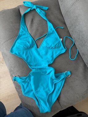 Turquoise Women’s Cutout One-Piece Bikini Swimsuit